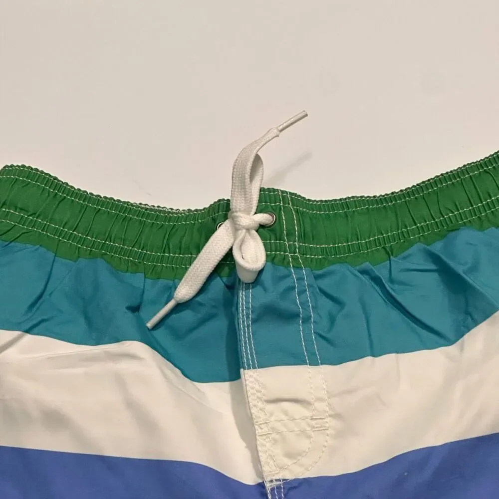 Chalaco Striped Swim Trunks Blue, Green, White | Men Size 12/Medium